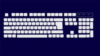 Boş bilgisayar klavye tuşları Klip yolu koyu mavi arkaplan üzerinde izole.