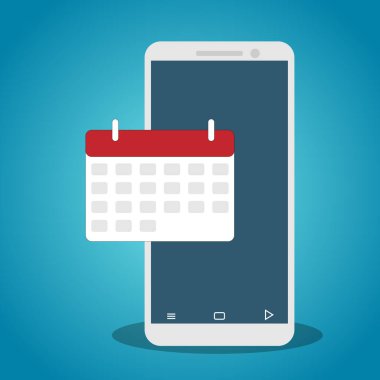 Arka planda kırmızı ve beyaz renk takviminde cep telefonu ....