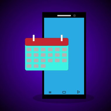 Arkaplanlı renk takviminde cep telefonu ....