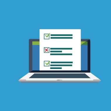 Çevrimiçi anket formları. Çevrimiçi sınav. Dizüstü bilgisayardaki kontrol listesi.