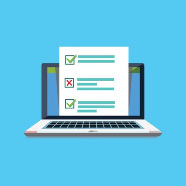 Çevrimiçi anket formları. Çevrimiçi sınav. Dizüstü bilgisayardaki kontrol listesi.