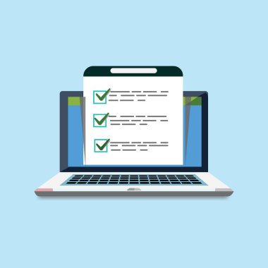 Çevrimiçi anket formları. Çevrimiçi sınav. Dizüstü bilgisayardaki kontrol listesi.