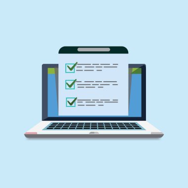 Çevrimiçi anket formları. Çevrimiçi sınav. Dizüstü bilgisayardaki kontrol listesi.