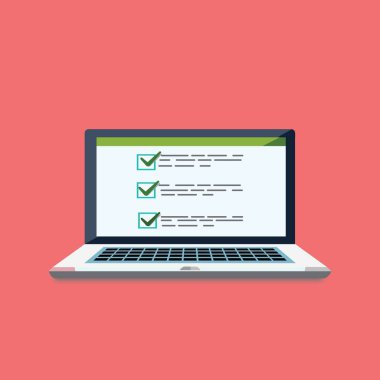 Çevrimiçi anket formları. Çevrimiçi sınav. Dizüstü bilgisayardaki kontrol listesi.