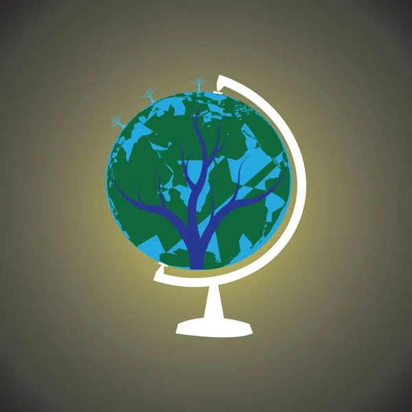 standing earth globe transparent school globe model of planet Earth illustration background.
