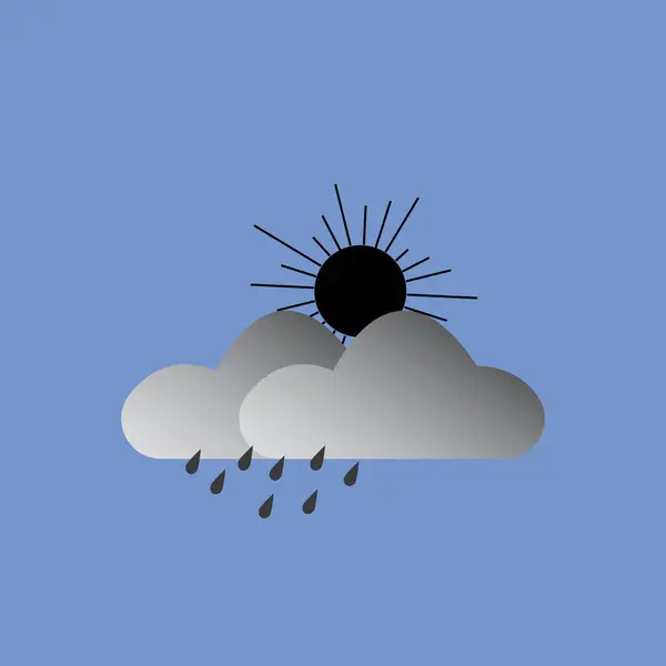 Cloud symbol of rain and sun weather illustration background.