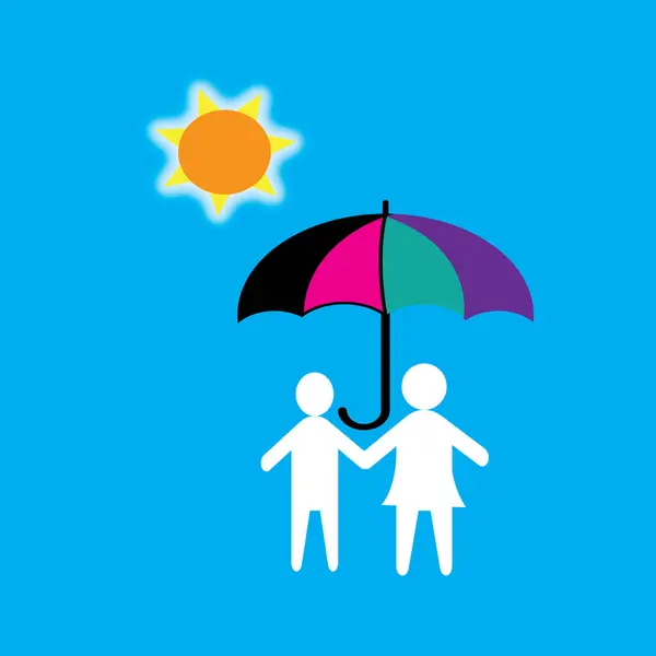 family Protection design Life insurance concept under umbrella illustration background.