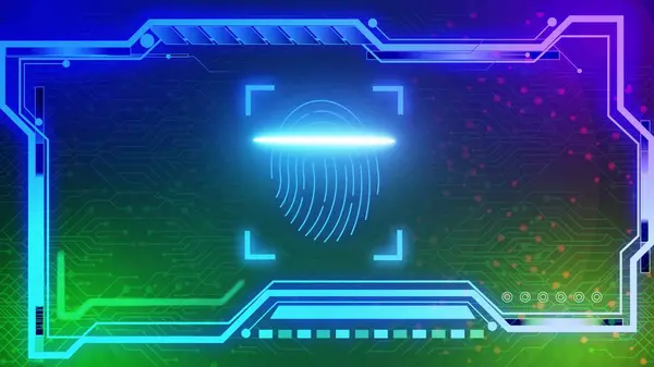 Digital technology of fingerprint sensor scan illustration colorful background.