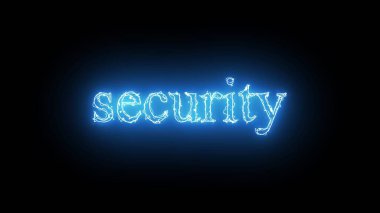 Parlak mavi renkli güvenlik simgesi siyah arkaplanda izole edildi.