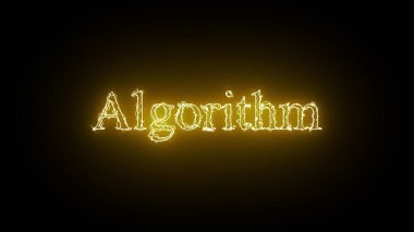 Siyah üzerine izole edilmiş turuncu renkli neon algoritma metin simgesi.