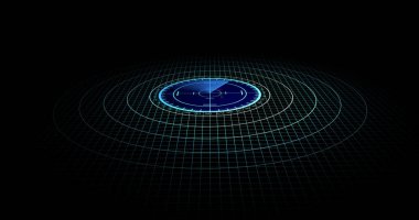 Aircraft and ship scanner by radar. Radar scanner search for enemy aircraft and ship. 3d view of radar scan over 4k resolution.