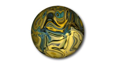 Abstract liquid sphere marble liquid isolate on white background.