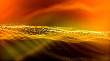 Abstract techy wavy background with particles. abstract background with lines. Colorful abstract background with 3d waves.