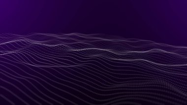 Colorful particles wave motion background. Techy wave particles background.