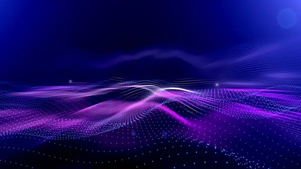 Abstract techy wavy background with particles. abstract background with lines. Colorful abstract background with 3d waves.