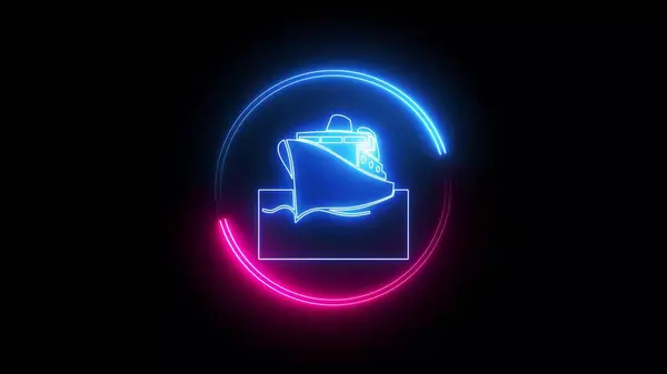 Glowing neon line Ship icon. Elements of web in neon style icons. Simple icon for websites, web design, mobile app, info graphics