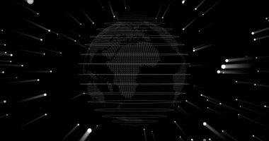 Techy earth isolate on white. Black and white earth. Dot particle showing the Internet connectivity all over the world. perfect for video presentations. 3d dot earth.