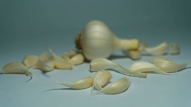 Healthy garlic on a white background. Garlic spice on white.