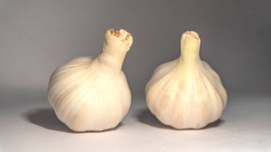 Healthy garlic on a white background. Garlic spice on white.