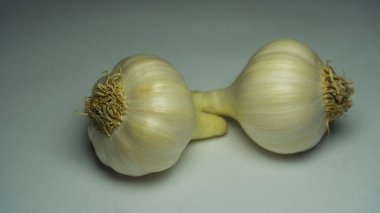 Healthy garlic on a white background. Garlic spice on white.