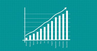 Simple business graph growth. Business graph showing growing line or arrow. 3d business success presentation.