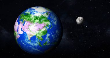 Flat vector illustration of Earth.Earth planet in sun rays. Elements of this image are furnished by NASA