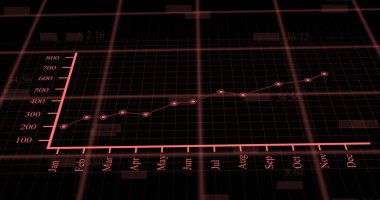 Financial line graph growing up. financial chart with uptrend line graph and numbers in stock market. abstract economy information 3d background.