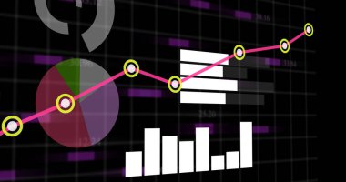 Financial business diagram. 4k bar graph and graph chart. 3d line graph growing up. business success presentation.