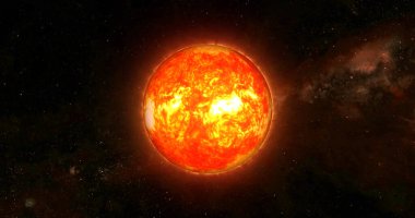 3d sun isolate on black .4k closeup sun view from space. waving lava upon the sun surface. 3d rendered sun over 4k resolution.