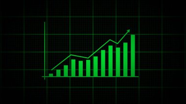 Graph grow with grid line. Business graph growing success with arrow.