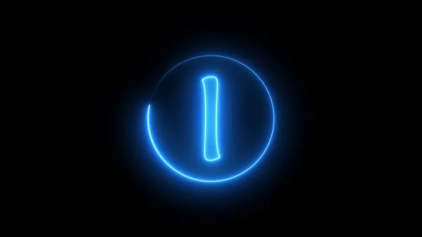 Alphabet neon sign letter glowing with blue light. Glowing neon line in a circular path around the alphabet.