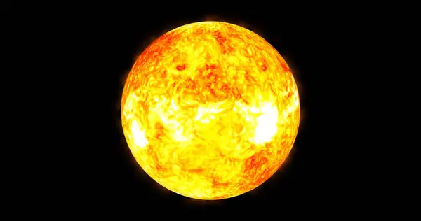 3D太陽は 宇宙からの黒の 4Kのクローズアップ太陽の眺めに隔離されます 太陽の表面に溶岩を振って 3Dレンダリング日以上4K解像度 ロイヤリティフリーのストック画像
