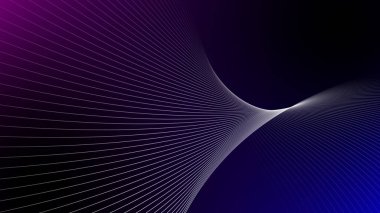 Illustration colorful neon line glow on black background. futuristic particle wave abstract background.