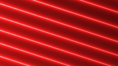 Red color glowing neon light geometric abstract background.