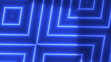 Blue color geometric line with glowing neon light. Blue color abstract neon light background.