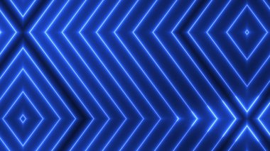 Blue color geometric line with glowing neon light. Blue color abstract neon light background.