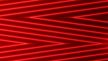 Red color glowing neon light geometric abstract background.