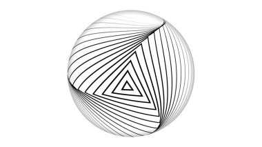 Geometric abstract line attached on a sphere. Geometric sphere globe isolate on white.