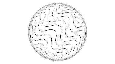 Geometric abstract line attached on a sphere. Geometric sphere globe isolate on white.