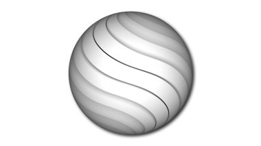 Geometric abstract line attached on a sphere. Geometric sphere globe isolate on white.