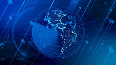 Techy earth map animation. Animated map background.