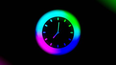 background 3d wall clock. glowing and amazing circle.