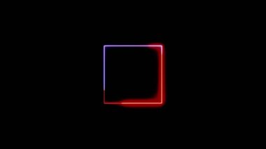 Neon ışıklı patika dörtgen animasyonu siyah arkaplanda izole edildi. Sonsuz dörtgen döngüler. Dörtgen çizmek için soyut ışık.