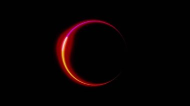 Dairesel şekil çerçeve kırmızı parlayan neon ışıklar siyah ekranda döngü animasyonu. 4K