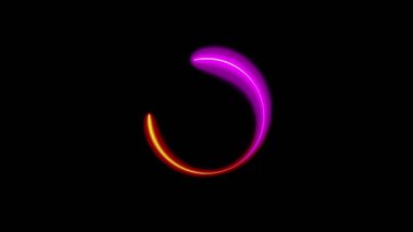 Dairesel şekil çerçeve kırmızı parlayan neon ışıklar siyah ekranda döngü animasyonu. 4K