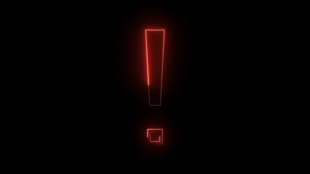 Розробка Піктограм Екзамену Барвисті Неонові Вогні Exclamation Mark Glowing Illuminated — стокове відео