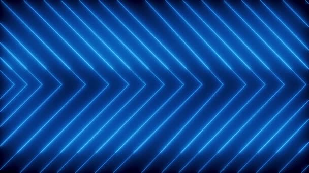 Modrá Barva Neonové Světlo Geometrické Zářící Čáry Animace Animované Pozadí — Stock video