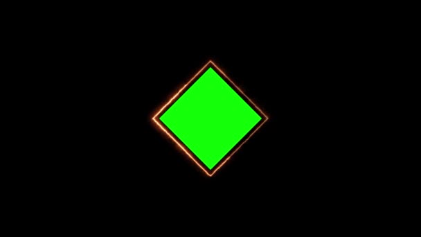 Neon Light Square Motion Graphics Green Screen Background — Stock Video