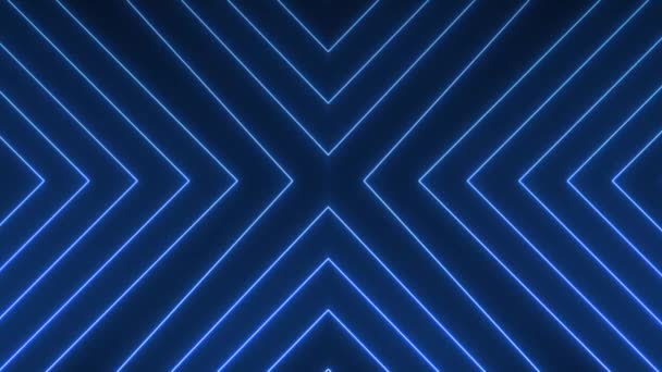 Blaue Farbe Neonlicht Geometrische Animation Glühender Linien Animierter Neon Line — Stockvideo