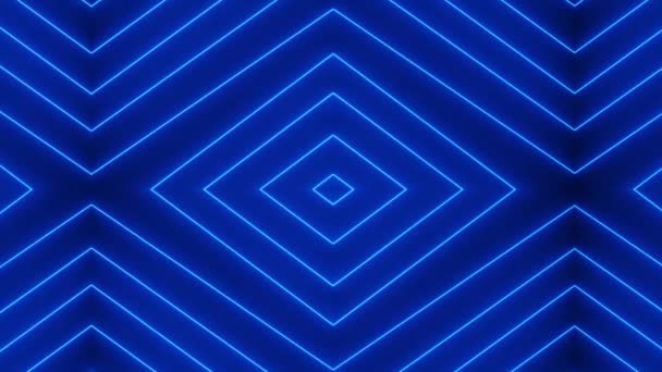 Modrá Barva Neon Světlo Geometrické Zářící Čára Animace Animované Neonové — Stock video